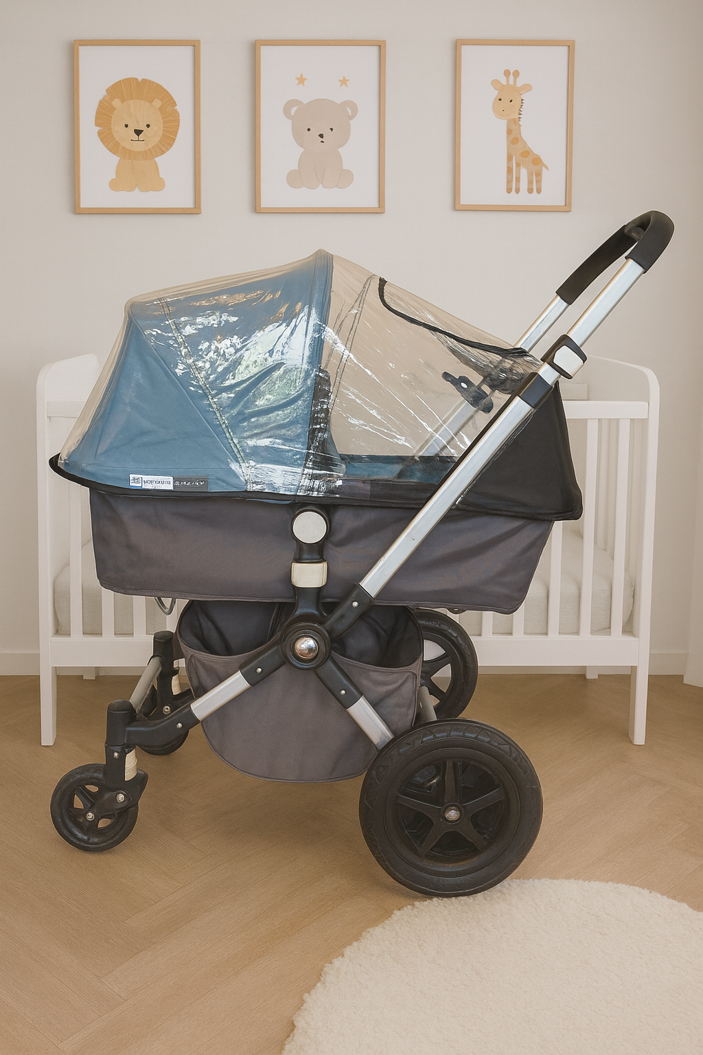 Kinderwagen Bugaboo met Regenhoes